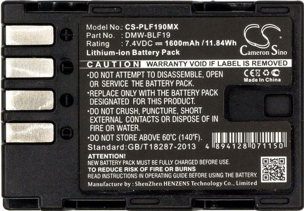 Akku Cameron Sino ladattava akku tyyppi Dmw-blf19/Dmw-blf19e Panasonic/Cs-plf190mx:ään