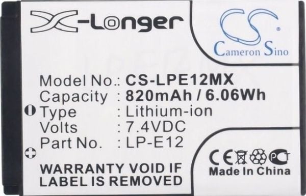 Cameron Sino-batteri for Canon/Cs-lpe12mx, LP-E12 / LC-E12