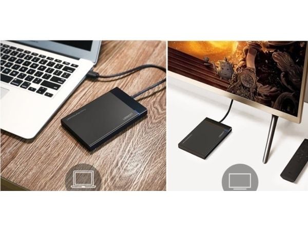 Ugreen US221 ekstern HDD/SSD-kabinett 2,5" SATA 3.0, USB-C, 50 cm (svart)