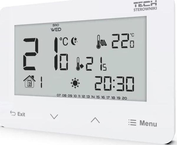 Tech Trådbunden termostat ST-293z v3 vit, rumtermostat 2-läges 230V glas infälld