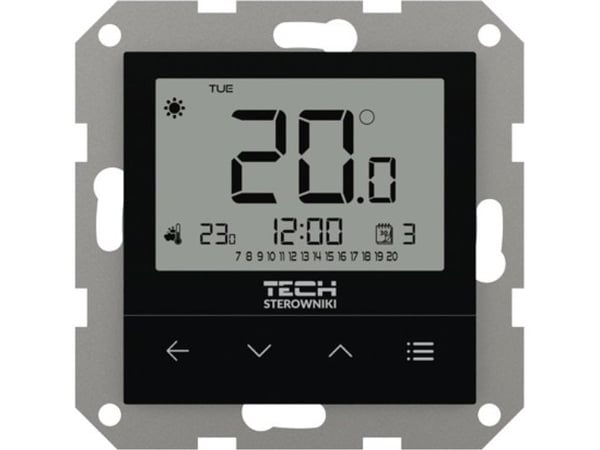 Teknisk trådansluten rumsregulator, tvåläges för ramsystem F-4Z v1 - SVART