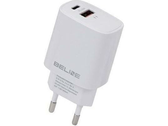 20W USB-C + USB-A verkkolaturi valkoinen