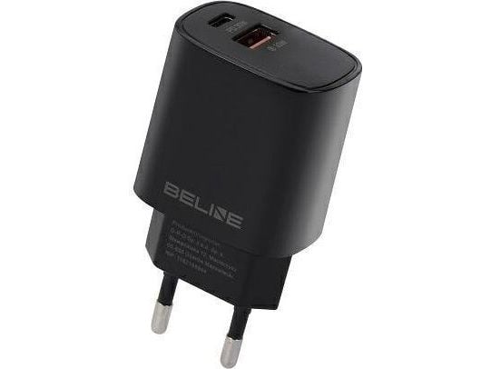 Beline nettlader 30W GaN USB-C + USB-A, svart