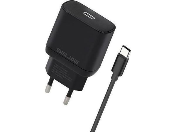 Beline lader 25W GaN USB-C + USB-C-kabel, svart