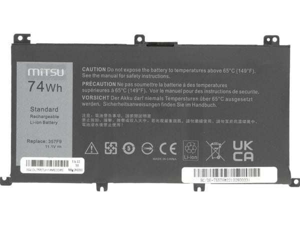 Dell Inspiron 357F9 5577 7557 6600mAh batteri