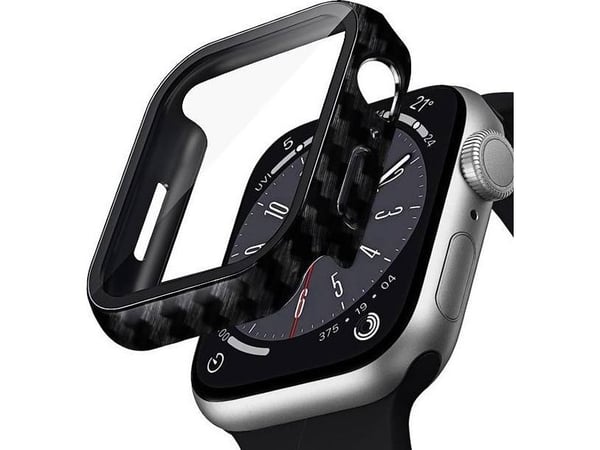 Crong CRG-45HS-CRB, Kotelo, Älykello, Urheilukello, Hiili, Apple, Apple Watch Series 7/8 45mm, Polykarbonaatti (PC), Karkaistu lasi