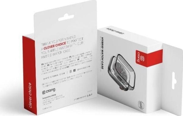 Crong CRG-41HS-CLR, Etui, Smartklokke, Gjennomsiktig, Apple, Apple Watch Series 7/8 41mm, Polykarbonat (PC), Herdet glass