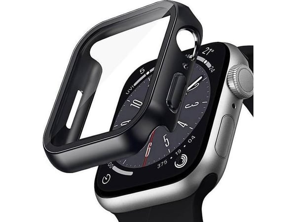 Crong CRG-44HS-BLK, Etui, Smartklokke, Svart, Apple, Apple Watch Series 4/5/6/SE 44mm, Polykarbonat (PC), Herdet glass