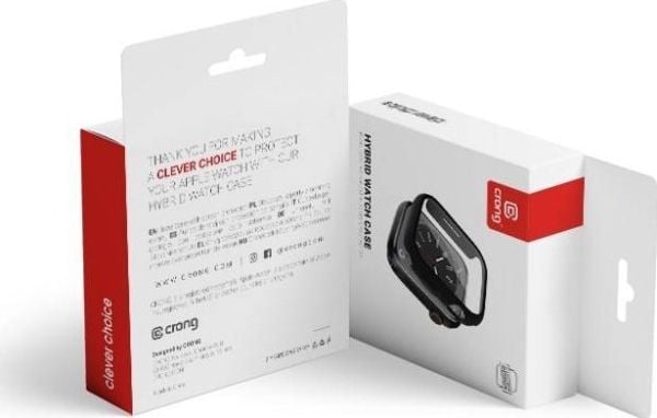Crong CRG-44HS-BLK, Etui, Smartklokke, Svart, Apple, Apple Watch Series 4/5/6/SE 44mm, Polykarbonat (PC), Herdet glass