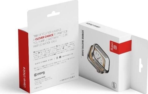 Crong CRG-41HS-STR, Ask, Smartwatch, Silver, Apple, Apple Watch Series 7/8 41mm, Polykarbonat, Härdat glas