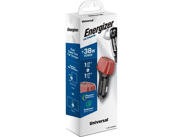 Energizer Ultimate - USB-C &amp; USB-A 38W PD + QC3.0 autolaturi (pähkinä)