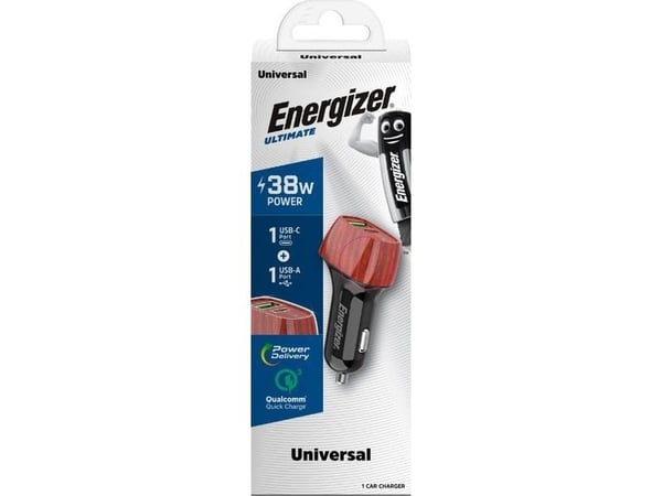 Energizer Ultimate - USB-C &amp; USB-A 38W PD + QC3.0 autolaturi (pähkinä)