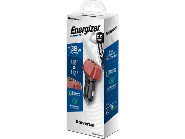 Energizer Ultimate - USB-C &amp; USB-A 38W PD + QC3.0 autolaturi (pähkinä)