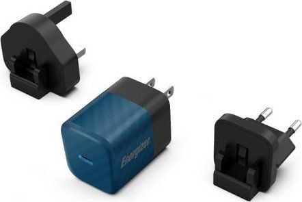 Energizer Ultimate GaN nettlader Multiplug EU/UK/US 20W PD (blå)
