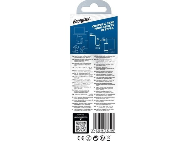 Energizer Ultimate - USB-A USB-C liitäntäkaapeli 2m (hopea)