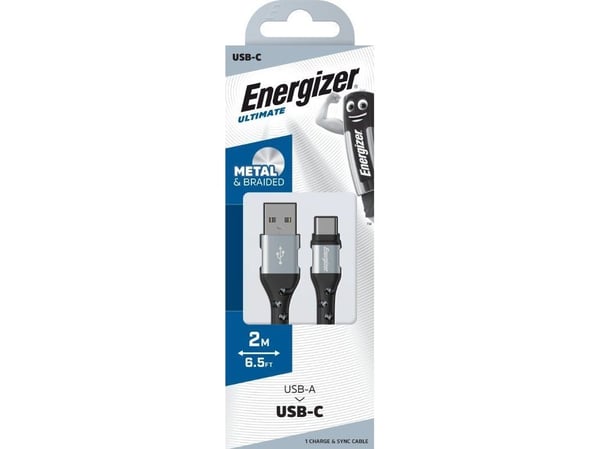 Energizer Ultimate - USB-A USB-C liitäntäkaapeli 2m (hopea)