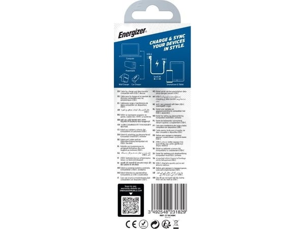 Energizer Ultimate - USB-A - USB-C 90° pelikaapeli 2m (musta)