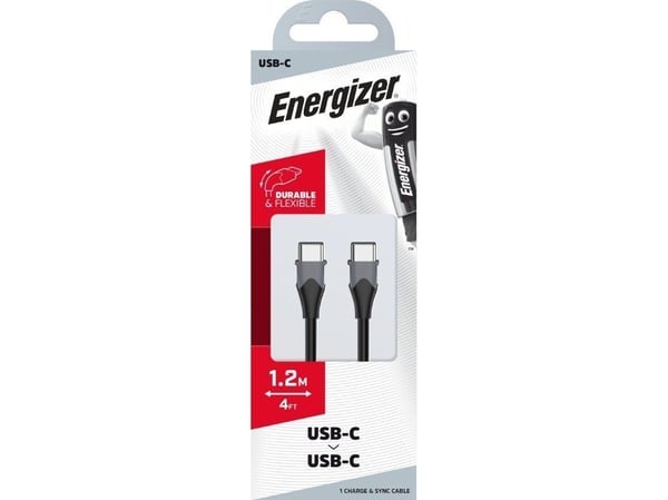 Energizer Classic - USB-C til USB-C-tilkoblingskabel 1,2 m (svart)