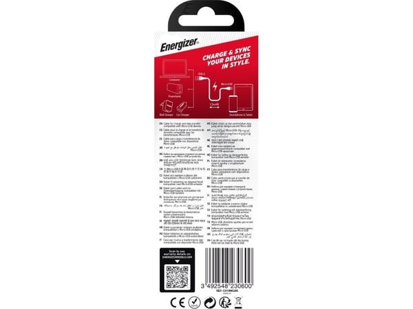 Energizer Classic - USB-A-Micro-USB liitäntäkaapeli 1.2m (musta)