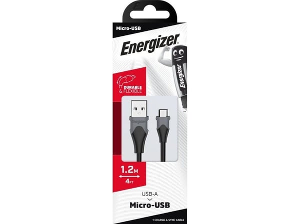 Energizer Classic - USB-A-Micro-USB liitäntäkaapeli 1.2m (musta)