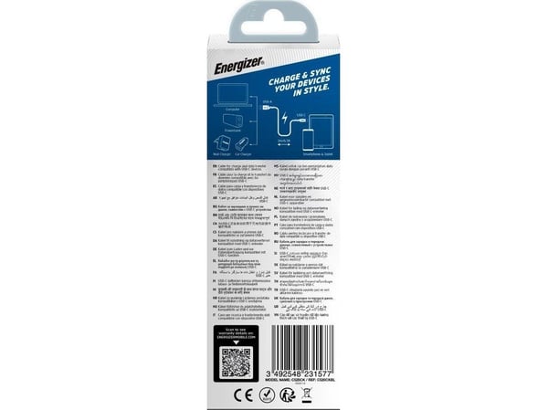 Energizer USB-kabel USB-A till USB-C 2 m Blå (C520CKBL)