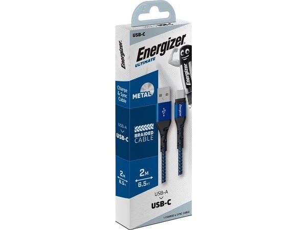 Energizer USB-kabel USB-A till USB-C 2 m Blå (C520CKBL)