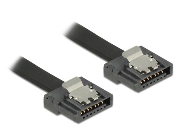 Delock FLEXI - SATA-kabel - Serial ATA 150/300/600 - SATA (hunn) til SATA (hunn) - 10 cm - låst - svart