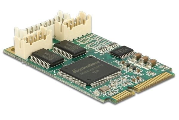 DeLock MiniPCIe I/O PCIe full størrelse 2 x Seriell RS-232 + 1 x Parallell - Adapter Parallell/Seriell - PCI Express 2.0 Mini-kort - RS-232 x 2 + p...