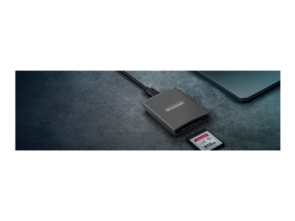 Transcend RDE2, CFexpress, Harmaa, 20000 Mbit/s, Alumiini, Windows 7, Windows 8, Windows 10, Mac OS X 10.2.8+, Linux Kernel 2.6.30+, 0 - 70 °C