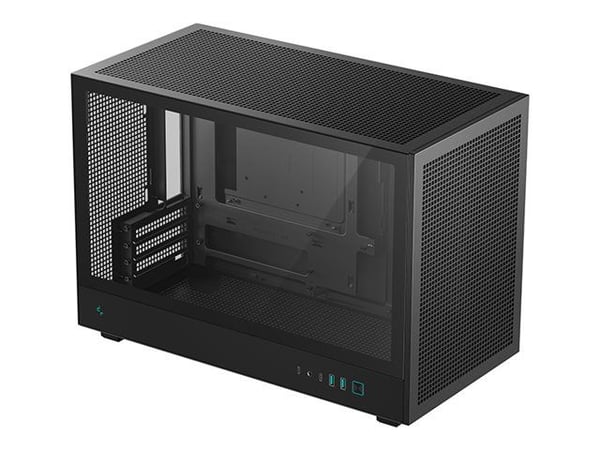 DeepCool CH260 - Mikro - micro ATX - genomskinlig sidopanel (härdat glas) - ingen strömförsörjning (ATX / PS/2) - svart - USB/ljud