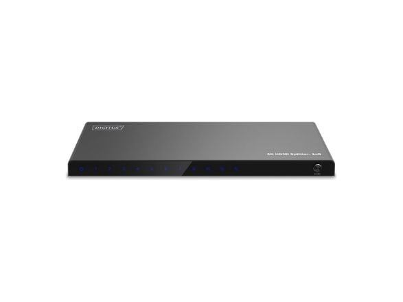 Digitus DS-55338, HDMI, 8x HDMI, 3840 x 2160 pikseliä, musta, Metalli, 4K Ultra HD