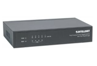Intellinet PoE-Powered 5x Gigabit, Gigabit Ethernet (10/100/1000), Strøm over Ethernet (PoE)