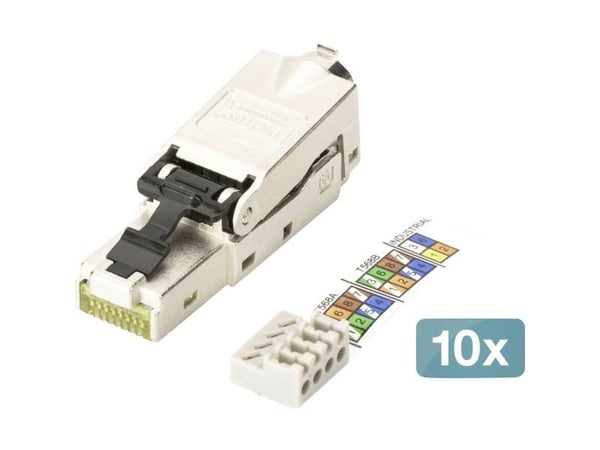 Digitus DN-93631-10, RJ-45, Hopea, Uros, Suora, Sinkki, Cat6a