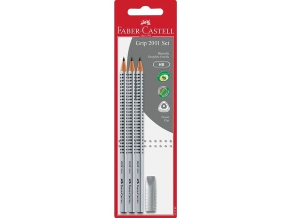 Faber-Castell GRIP 2001 - Blyant - grafitt - HB - svart (en pakke 3)