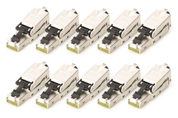 DIGITUS - Nätverkskontakt - RJ-45 (hane) - STP - 5 - 9 mm - CAT 6a - IEEE 802.3at - dammskydd, 10 Gigabit Ethernet, PROFINET (paket om 10)