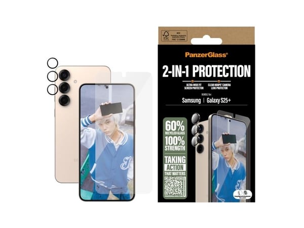 PanzerGlass - 2-in-1 Protection Bundle - skjerm- / linsebeskytterkit for mobiltelefon - glass - for Samsung Galaxy S25+