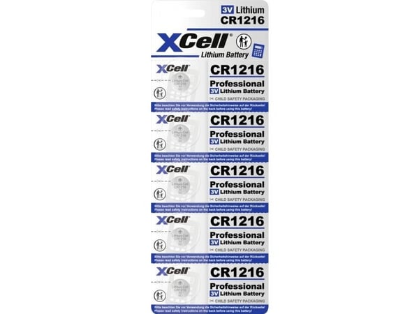 XCell knappcelle CR 1216 5 stk. 30 Lithium - CR1216 (148258)