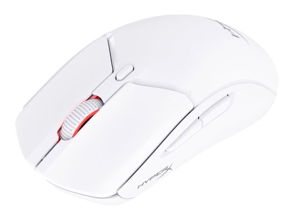 HyperX Pulsefire Haste 2 - Mus - optisk - 6 knapper - trådløs, kablet - 2.4 GHz, Bluetooth 5.0 - USB trådløs mottaker - hvit