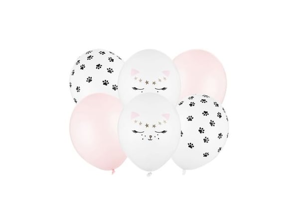 PartyDeco SB14P-306-000-6, Toy balloon, Latex, Svart, Guld, Rosa, Vit, Oval, 30 cm, 6 styck