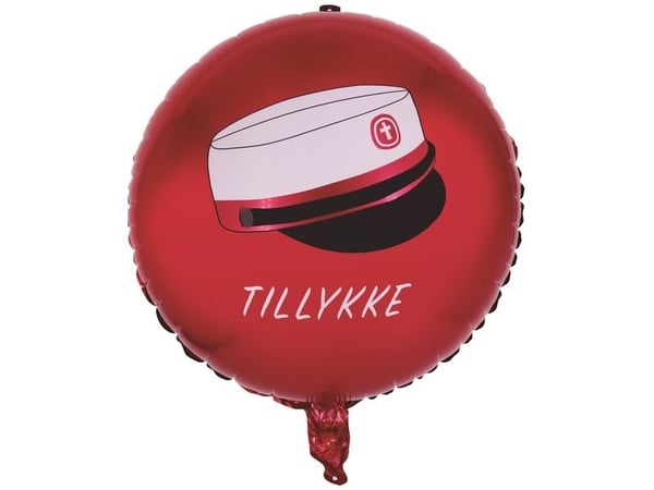 Rød folieballon med studenterhue