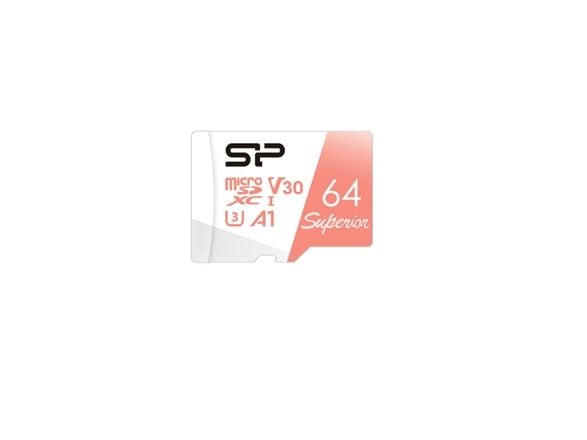 SILICON POWER Superior - Flashminnekort (microSDXC til SD-adapter inkludert) - 64 GB - A1 / Video Class V30 / UHS-I U3 / Class10 - microSDXC UHS-I
