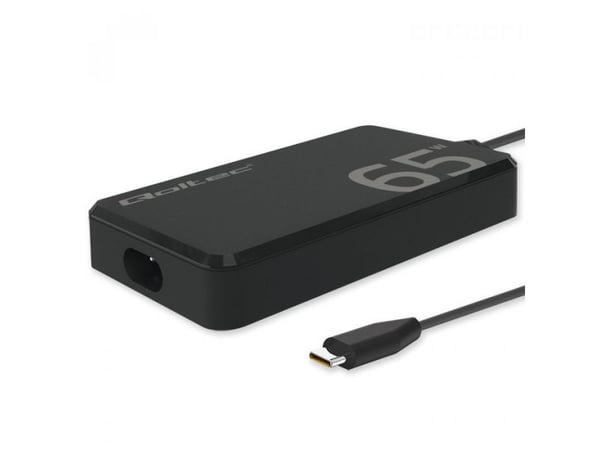 Qoltec - USB-C-strømadapter - GaN, super fast, slim, Power Delivery - AC 220-240 V - 65 watt - svart