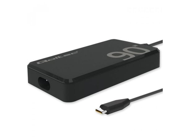 Qoltec - USB-C-strømadapter - GaN, super fast, slim, Power Delivery - AC 220-240 V - 90 watt - svart