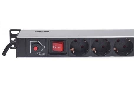 Intellinet 714044, 1U, Vaaka, Alumiini, Musta, 12 AC-pistorasia(a), Tyyppi F