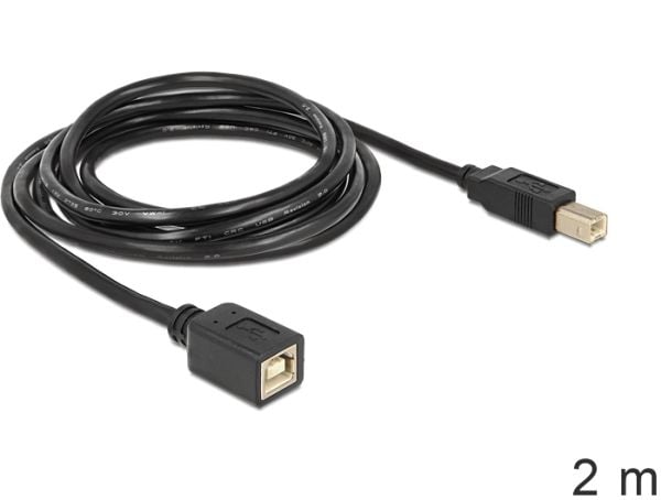 DeLOCK - USB forlængerkabel - USB Type B (hun) til USB Type B (han) - 2 m - lajittelu