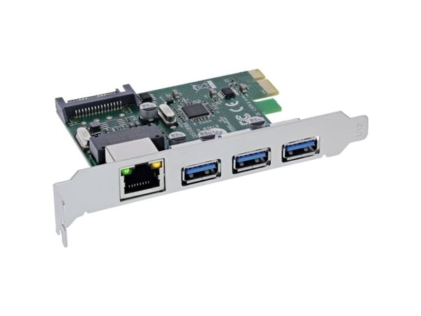 InLine kombikort Gigabit-nätverk och USB 3.2 Gen.1 1x RJ45 3x USB-A (51125R)