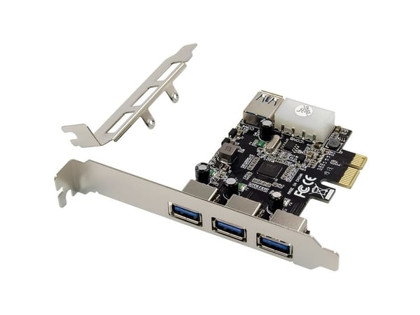 InLine® PCIe-kortti, 3x+1x USB 3.2 Gen.1, Molex-yhteensopiva 4-nastainen virtaliitin