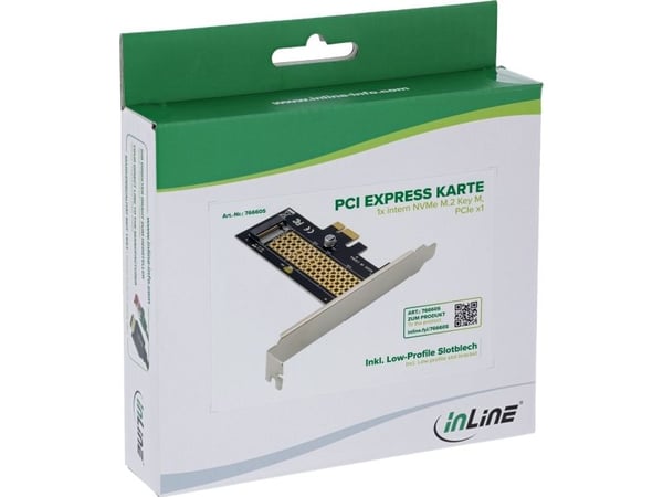 InLine 76660S, PCIe, M.2, urosliitin, PCIe 3.0, Taiwan, 1 Gbit/s.