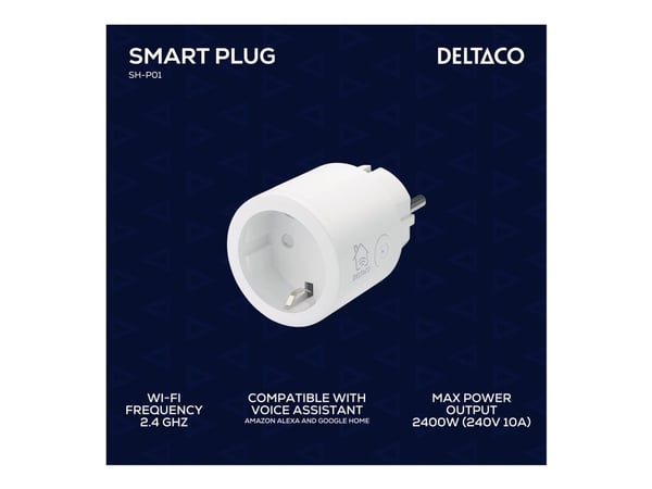 DELTACO SH-P01 - Smart kontakt - trådlös - 802.11b/g/n - 2.4 Ghz - vit