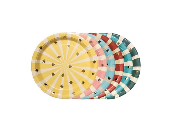 Stripete tallerkener 18x18 cm mix 6 stk